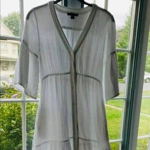 Saks Fifth Avenue White Cotton Gauze Dress Small